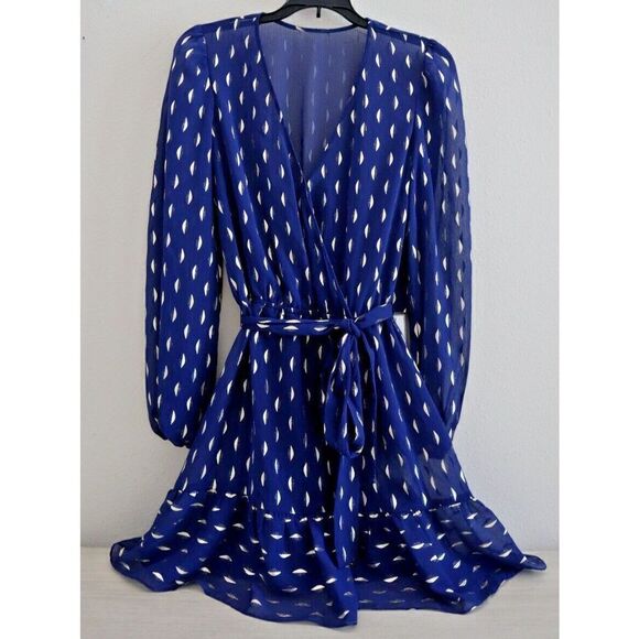 Betsy & Adam Women's Sz 4 / US Small Navy/Gold Printed Fit & Flare Dress $179 - Picture 1 of 11